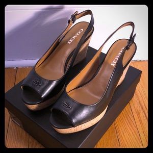 Coach Ferry semi matte calf wedge sandals